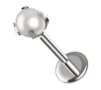 AZARIO LONDON Piercing labret en acier chirurgical 316L avec boule en perl pour lèvre, tragus, labret, hélix, tragus, 20 Gauge - 8mm Length : 2.5mm Pearl, Perle synthétique, Perle