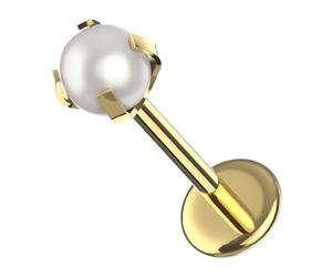 AZARIO LONDON Piercing labret en acier chirurgical 316L avec boule en perl pour lèvre, tragus, labret, hélix, tragus, 18 Gauge - 6mm Length : 3mm Pearl, Perle synthétique, Perle