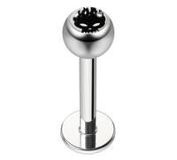 AZARIO LONDON Piercing labret en acier chirurgical 316L avec logo tête de mort avec boule de calibre 16 - Piercing pour tragus - Labret, hélix, lèvre, 12mm Length, Logo Ball, Pas de gemme