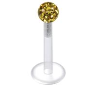 AZARIO LONDON Piercing labret en cristal époxy de 3 mm avec boule de cristal UV de calibre 16 - Piercing pour lèvre - Tragus - Piercing labret Helix - Anneau de piercing à lèvre, 10mm Length, UV Bio