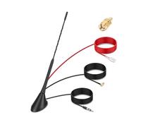 Azarton Antenne Dab+ Voiture, antenne de Toit autoradio FM/AM avec amplificateur, connecteurs SMB/SMA, Adaptateur DIN, câble d’Extension 5M