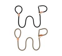 Azarton Lot de 2 laisses Lasso pour Chien avec Stop de Traction, 1,5 m x 0,6 cm, Laisse coulissante réglable pour Chiots, Petits Chiens et Chats, Noir et Beige