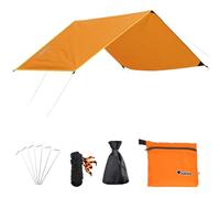Azarxis Bâche Anti-Pluie Tarp Bivouac Toile de Tente Tapis de Sol Camping Bâche de Tente Auvent pour Randonnée Plage Pique-Nique (Orange, L - 240 x 220 cm)