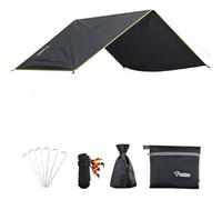 Azarxis Bâche Anti-Pluie Tarp Bivouac Toile de Tente Tapis de Sol Camping Bâche de Tente Auvent pour Randonnée Plage Pique-Nique (Noir, M - 180 x 220 cm)