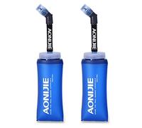 Azarxis Gourde Souple Flasque Running Bidon Sport Pliable Poche Hydratation Flacon Bouteille d'eau pour Randonnée Marathon (350ml avec Paille - 2 Pièces)