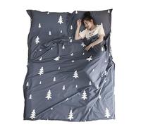 Azarxis Sac de Couchage en Coton 1 2 Personnes Drap de Sac de Couchage Compact Léger Confortable pour Hôtel Auberge Voyage Camping (Bleu, S - 80 x 210 cm)