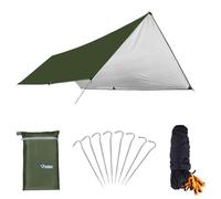 Azarxis Tarp Ultra Léger Tapis de Sol Camping Bâche sous Tente Couverture Protection Parasol Abri Auvent Imperméable pour Hamac Pique-Nique Randonnée Plage Trekking (C - Vert Militaire, L - 3 x 6 m)