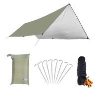 Azarxis Tarp Ultra Léger Tapis de Sol Camping Bâche sous Tente Couverture Protection Parasol Abri Auvent Imperméable pour Hamac Pique-Nique Randonnée Plage Trekking (C - Kaki, L - 3 x 6 m)