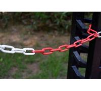 Azatemgo Chaîne de signalisation rouge et blanc 15 m, maillons en acier Ø 5 mm Chaîne ronde en acier Chaîne d'avertissement Chaîne de sécurité de chantier (15 mètres)