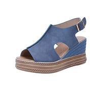 azaz 2024 Sandale Femme Confortable Sandale Femme Compensées Été Sandale Orthopedique Chaussures pour Femmes À Semelle Souple en Maille Chaussures Mules Talon Haut Sandales Lavables D'été
