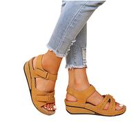 azaz Sandales Et Nu-pieds Femme Confortables Sandale Avec Boucle Sandale Réglable Sandale Femme Ete Plate Respirantes Semelles épaisses Compensées Sandales Chaussures Sandales Mode Femme