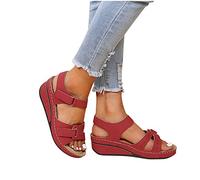 azaz Sandales Et Nu-pieds Femme Confortables Sandale Avec Boucle Sandale Réglable Sandale Femme Ete Plate Respirantes Semelles épaisses Compensées Sandales Chaussures Sandales Mode Femme