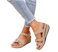azaz Sandales Et Nu-pieds Femme Confortables Sandale Avec Boucle Sandale Réglable Sandale Femme Ete Plate Respirantes Semelles épaisses Compensées Sandales Chaussures Sandales Mode Femme