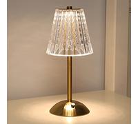 Azazaza Lampe de table en cristal, 3 couleurs à intensité variable, lampe LED en cristal diamant, lampe tactile rechargeable par USB, petite lampe de table, lampe de chevet pour chambre à coucher,