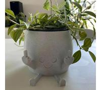 Azazaza Pots de fleurs d'intérieur en résine souriant de 12 cm avec doigts du milieu, joli pot de fleurs succulentes, figurine de maison, décoration de jardin amusante (gris)