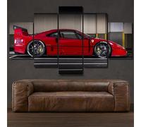 AZBESCZ Tableau Murale Decoration 5 Panneau Voiture Ferrar F40 Mural Art Peinture Photos Bureau À Domicile Bain Grand Tableau Decoration Poster Mural Xxl 200X100