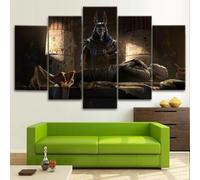 AZBESCZ Tableau Peinture Moderne 5 Pièces Impression Sur Toile Dieu égyptien Anubis 5 Parties Tableau Toile Pour Le Maison,Salon,Chambre,Cuisine Tableau Murale Decoration