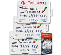 AZDelivery 3 x 16 en 1 Kit d'Accessoires avec Capteurs et Modules Compatible avec Arduino et Raspberry Pi incluant Un E-Book!