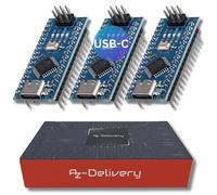 AZDelivery 3 x AZ-Nano V3 avec Port USB-C avec Atmega328 CH340 déjà soudé, Version améliorée e-Book Inclus
