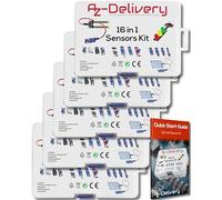 AZDelivery 5 x 16 en 1 Kit d'Accessoires avec Capteurs et Modules Compatible avec Arduino et Raspberry Pi incluant Un E-Book!