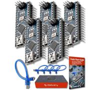 AZDelivery 5 x AZ-Nano V3-Board Atmega328 CH340 Version à Puce soudée avec câble USB incluant Un E-Book !