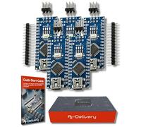 AZDelivery 5 x AZ-Nano V3-Board Mini Carte USB ATmega328 5V 16MHz CH340 Micro contrôleur ATmega328P, CH340G remplace FT232RL y Compris E-Book!