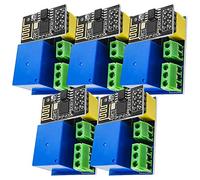 AZDelivery 5 x ESP8266-01S ESP-01S WLAN WiFi 5V Module avec Relais Adaptateur (successeur de ESP01) Compatible avec Arduino et Raspberry Pi incluant Un E-Book