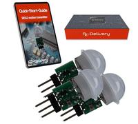 AZDelivery Lot de 3 mini capteurs de mouvement PIR SR312 12 V - Module de capteur infrarouge infrarouge pour Arduino, 2,7-12 V, détection 100°, portée 5 m, détecteur de mouvement compact, alternative