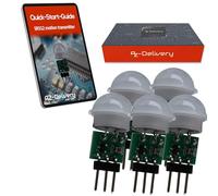 AZDelivery Lot de 5 mini capteurs de mouvement PIR SR312 12 V - Module de capteur infrarouge infrarouge pour Arduino, 2,7-12 V, détection 100°, portée 5 m, détecteur de mouvement compact, alternative