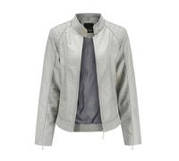 AZDEWE Veste En Cuir Ajustée pour Femme, Veste En Cuir Bomber Courte Zippée, Veste Courte À Col Montant, Blazer De Motard