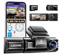 AZDOME Caméra de Voiture Triple 2.5K+1080P+2.5K, GPS, WiFi, Surveillance de Parking, Night Vision, G-Capteur, WDR, Détection De Mouvement, G-Sensor, Enregistrement en Boucle, Carte SD(M550)