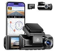 AZDOME Caméra embarquée 4K avant et arrière, 3,19", 5G, WiFi, GPS, ADS, carte 64 Go, vision nocturne UHD 2160p, WDR, moniteur de stationnement