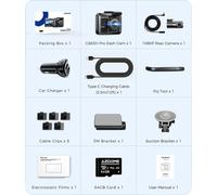 AZDOME Dashcam, 4K Dual Aufnahme, GPS-Tracking intégré, GS63H Pro-2ch-adas, Azdome Card 64GB