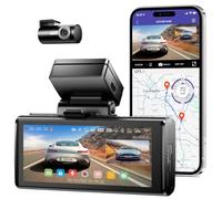 AZDOME M580-4CH 5K 5GHz WiFi Dash Cam Avant et Arrière, Caméra de tableau de bord tactile de 4 pouces pour voitures, carte 64 Go gratuite 4K + 1080p GPS WDR Vision nocturne