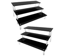 AZEAM Acrylique Noir Riser Présentoir Figurines, Tables Organisateurs Acryliques Vernis à Ongles épices Cosmétiques Artisanat Porte-Bijoux Cupcakes Buffets Desserts Modèles 2 PackS