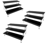 AZEAM Acrylique Noir Riser Présentoir Figurines, Tables Organisateurs Acryliques Vernis à Ongles épices Cosmétiques Artisanat Porte-Bijoux Cupcakes Buffets Desserts Modèles 3 Packs