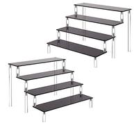 AZEAM Acrylique Riser Présentoir, Noir 4 Couches Cupcake Riser Présentoir Royal Parfum Cologne Organisateur Compatible Personnages Pop Food Dessert Maquillage Organisateur Cosmétique (2 Packs)