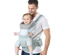 Azeekoom Porte Bébé Ergonomique, Porte-bébé Ventraux Dorsaux,avec Siège à Hanche, Coton Léger et Respirant, Réglable pour les Bébés et les Enfants de 3 à 48 Mois (3,5 à 25 kg)