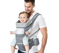 Azeekoom Porte Bébé Ergonomique, Porte-bébé Ventraux Dorsaux,avec Siège à Hanche, Coton Léger et Respirant, Réglable pour les Bébés et les Enfants de 3 à 48 Mois (3,5 à 25 kg)