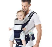 Azeekoom Porte Bébé Ergonomique, Porte-bébé Ventraux Dorsaux,avec Siège à Hanche, Coton Léger et Respirant, Réglable pour les Bébés et les Enfants de 0 à 48 Mois (3,5 à 25 kg)