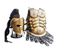 Azeem Mart Ensemble d'armure de guerrier spartiate, réplique du bouclier légendaire du roi Leonidas Spartan (veste et casque)