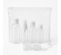 AZENCIA Kit Flacons Voyage Avion Cabine - 8 Pièces Format 100ml TSA | Trousse Transparente avec Spray, Pots, Pipette et Spatule | Accessoires Cosmétiques Réutilisables Bagage à Main