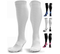 aZengear Chaussette de Compression Femme et Homme (20-30mmHg Classe 2) Bas de Contention Mollet pour Courir, de Voyage en Avion, Sport, Jambes Enflées, les Varices (L/XL, Blanc)