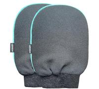 aZengear Gant exfoliant (Paire), Gant de gommage profond pour le bain coréen - Élimination des peaux mortes, du faux bronzage par pulvérisation, de la kératose pilaire pour hommes, femmes, Noir