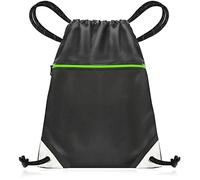 aZengear Sac de Sport à Cordon (40x50cm), Sac à Dos Imperméable avec Extérieur, Poches Intérieures Zippées, Cordes Réfléchissantes - Sac à Dos pour Sport, PE, Natation, Plage, Yoga, Voyage (Noir)