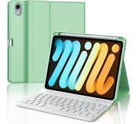 AZERTY Detachable Bluetooth Keyboard Case for iPad Mini 7 (A17 Pro)/Mini 6 8.3 Inch, Light Green