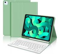 AZERTY Detachable Magnetic Bluetooth Keyboard Case for iPad Air 5 2022/Air 4 2020, Light Green