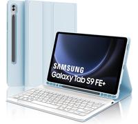 AZERTY French AZERTY Detachable Bluetooth Keyboard Case for Samsung Tab S9 FE+/S9 FE Plus 12.4 Inch 2023, Sky Blue