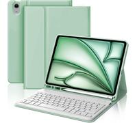 AZERTY French AZERTY Keyboard Case for iPad Air 11 Inch M3/M2, Detachable Bluetooth Keyboard with Pen Slot for iPad Air 11 Inch 2025 M3, Light Green