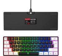 AZERTY Gaming Keyboard 60 Inches White and Black Wired RGB Backlit Mini Ultra-Compact 61 Keys Gamer Keyboard for Gaming,PC/Mac,Typing,Travel
